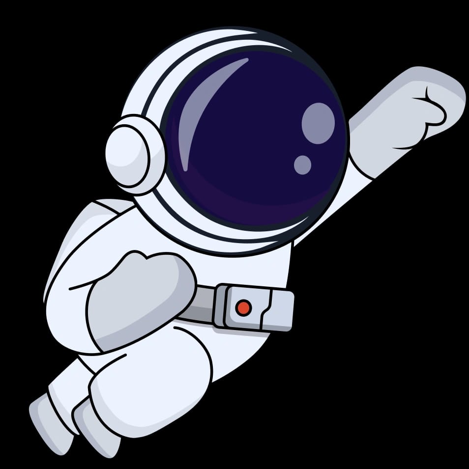 HYST astronaut character floating in space
